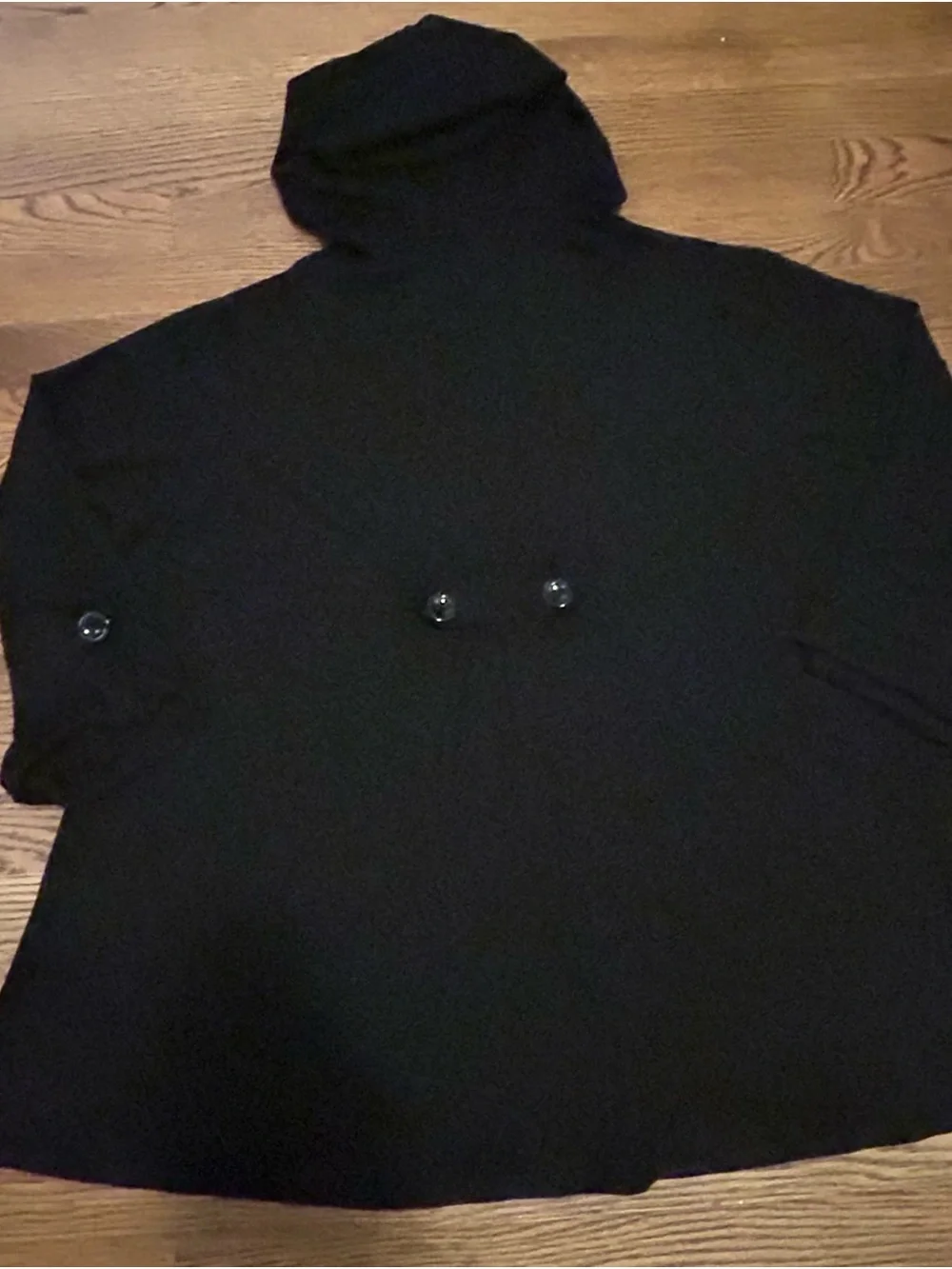 Christian Siriano Black Hooded Button-Front Trench Coat missing tie 4 hood 0155